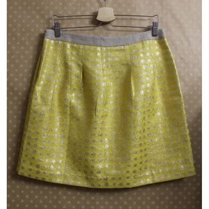 LOFT Yellow Shimmer Polka Dot Pleated Skirt 8